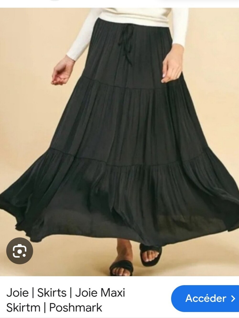 Joie Black Tiered Maxi Skirt with Drawstring Waist Sz M Like New
